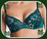 36C Deep Pine Lace Metallic SHINE Body by Victorias Secret Lined Demi UW Bra