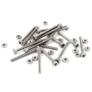 M2 x 20mm Long Hex Socket Knurled Cap Screws Bolts Nuts Set 50Pcs