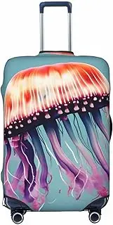 [CADREWY] Jellyfish Print Travel Suitcase Cover Luggage Protector with Elastic Anti Scratch for Carry On, Black, Medium