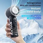 Portable Mini Handheld Fan with Ice Porcelain Dual Cooling, 3000mAh Battery, Digital Display, 100 Speed Adjustable, Quiet Lightweight USB Rechargeable Cooling