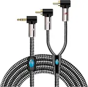 OFC Audio Cable Angle 3.5 M~ni Jack to 2 RCA Compatible with PC Headphone Car Soundbox 3.5mm to Dual RCA AUX Cable 1M 2M 3M 5M 8M 10M(White,2meter)