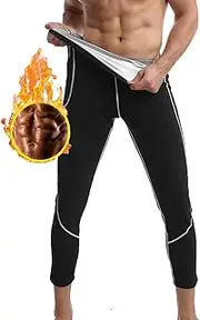 [Bauffs] Men's high-waisted tights, sauna sports shorts, tummy-control pants, thermal shaping pants,Silver,Large