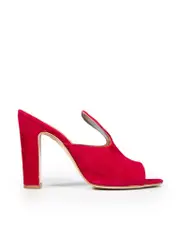 Red Suede Mules