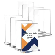 8 Pack 8.5" x 11" Acrylic Sign Holder, Clear Menu Holder Stand, Vertical Acry...