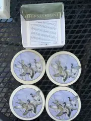 Thirstystone Mallards In Flight Sandstone Round Coasters Set Of 4 Cork Back NEW