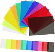 CAXUSD 20pcs Colorful Plastic Film Sheets Light Gels Diffusers Filters for Photography Lighting Stage DIY Projects