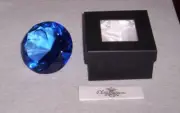 Oleg Cassini Crystal Paperweight Diamond Cut Light Blue NIB