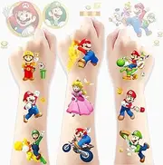 TAIMOWEI Super Mario Temporary Tattoos for Kids(8 sheets) Cute Fake Tattoos Stickers for Birthday Party Supplies Favors