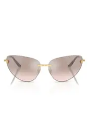 Versace 64mm Oversize Rimless Gradient Cat Eye Sunglasses in Gold/Light Brown Mirror at Nordstrom