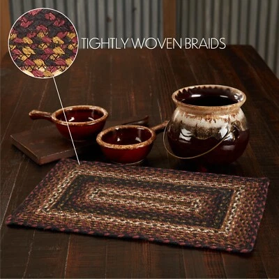 Beckham Jute Rect Placemat 12x18 Country Rustic Farmhouse Primitive Dark Brown