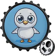 Magnetic Bottle Opener Round Fridge Magnets Big Eyed Seagull Portable Opener Funny Beer Opener Decorative Refrigerator Magnets For Home Bar Kitchen Office Black