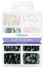 Craft Medley(TM) Creative Essentials Cup Sequins 7mm 0.56oz-Black & White Classi