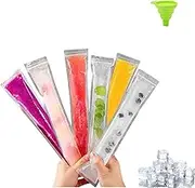 120 PCS ICY Pole Moulds Bags Pop Bag,Zippered Seal and Foldable Funnel,2 X 11 in DIY Popsicle Molds,Freezer Bags, Ice Cube Bags