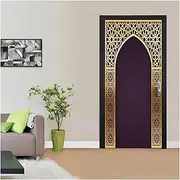 Door Stickers Muslim Simulation Metal Door Frame Art Door Sticker Home Decoration DIY Wall Stickers Kitchen Wall Decal Wallpaper (Size : 77x200cm)