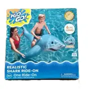 H2O Go! Bestway Realistic Shark Pool Float Inflatable 6’ Ride-On Water Float NEW