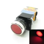 Round Red Push Button Switch Momentary AC220V LED Light 22mm 1 NO 1 NC 380V 10A