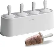 Popsicle Mold Set 4 Pieces Homemade Silicone Popsicle Maker Easy Release Ice Cream Molds Reusable DIY Pop Molds (White)