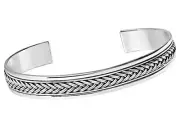 Men's Classic 925 Sterling Silver Cuff Bangle Bracelet | Gift for Him