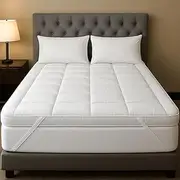 LOOMERIG Premium 4-Inch/10cm Microfiber Super King Mattress Topper– Soft and Fluffy Mattress Topper with Box Stitching for Enhanced Comfort (Super King - 182x200cm)