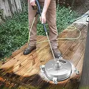 AUSWAY 15 Inch High Pressure Washer Surface Cleaner Concrete Driveway Scrubber Wheel Stainless Steel 4000PSI Power Extension Wand 1/4” Connector Spray Nozzle