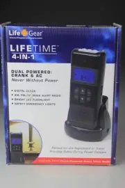 Life+Gear LIFETIME 4 in 1 Dual Powered: Crank & AC - Clock Radio/Flashlight