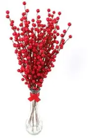 Pack of 12 Artificial Red Holly Berry Stem Picks for Christmas Decorations -