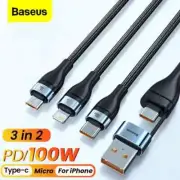 Baseus 3 in 1 Fast Charging Charger Cable USB for Apple Type-C Micro Data Wire