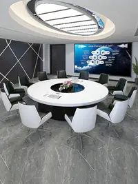 在飛比找樂天市場購物網優惠-現代圓形折疊大小型會議桌椅組合商務洽談家用接待辦公桌創意弧形
