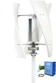 3-Blades Wind Turbine Generator Kit,5000W 12V-220V Vertical Axis Wind Generator with Charge Controller Windmill, Suited for Cabins Or Mobile Houses (White)