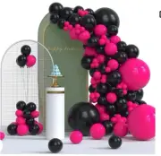 B&P Hot Pink And Black Party Balloon Set, Three Sizes