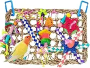 Bird Toys | Woven Climbing Hammock Mat | Parakeet Toys Bird Foraging Toys Seagrass Woven Climbing Net Chewing Interactive for Parrots Parakeets Cockatoos Lippsy