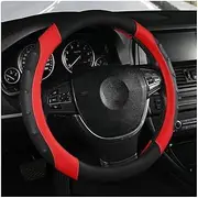 Steering Wheel Protector Universal Car Steering Wheel Protective Cover Fashion Style 38cm Type O D Car Anti-Slip Leather Steering Wheel Steering Wheel Covers (Color : O Black red)