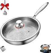 Titanium Hammered Pan Pro with Lid, Taimas Titanium Pan, Scratch-Resistant Non Stick Titaniums Nutri Pans, 2025 Ultra-Durable Nonstick Frying Pan (with lid 10.23in)