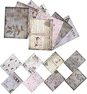 GRADENEVE 16pcs Retro DIY Scrapbook Papers Vintage Patterns Hand Account Decorative Background Sheets