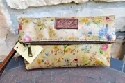 Patricia Nash NWT VALERIE Foldover Wristlet/Clutch Leather-Prairie Rose MSRP $99