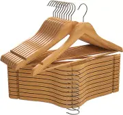 Wooden Hangers 20 Pack - Slim Coat Hangers with Rotatable Hook