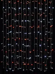 400 Red & Cool White Concave Bulb LED Christmas Curtain Light String - 2.5m