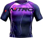 [Nitro Fight Wear] Brazilian Jiu Jitsu Rash Guard - Purple Thunder - MMA Rashguard Grappling BJJ