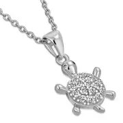 925 Sterling Silver Turtle CZ Womens Pendant Necklace
