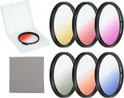 uxcell 67mm Gradual Color Filter Kit, 6 Piece Filters for Camera Lens Accessory Set with Case and Lens Cleaning Cloth for SLR Camera Photography, Orange, Yellow, Blue, Purple, Red, Grey