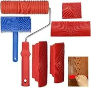 Wood Graining Painting Tool Set Rubber Empaistic Grain Pattern Roller Painter with Handle, Art Wallpaper Imitation Wood Texture Graining Tool for DIY Wall Room Decoration 6pcs Wood Graining Tool