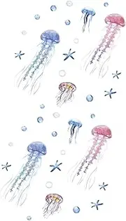 CATIEBYE 2Sheets Ocean Animal Wall Decals Removable Stickers for Nursery Bedroom Living Decor of Stylish Peel and Stick Wall Art for Smooth Surfaces