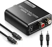 192KHz Digital to Analog Audio Converter, Digital SPDIF Optical to L/R RCA Converter, Toslink Optical to 3.5mm Jack Adapter for PS3 HD DVD PS4 Amp Apple TV Home Cinema