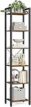 VASAGLE 6-Tier Tall Bookshelf, Skinny Book Shelf for Living Room, Narrow Bookcase, Home Office, 11.8 x 15.7 x 73.8 Inches, Industrial Style, Rustic Brown and Black ULLS101B01