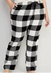 Old Navy Women’s Plus 4X 26 Buffalo BW Plaid Cotton Flannel PJs Lounge Pants New