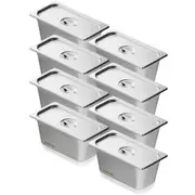 8 Pack Hotel Pans, 1/3 Size Anti-Jam Steam Pan with Lid, 0.8mm Thick Stainless Steel Steam Table Pan, 6-Inch Deep Commercial Table Pan, Catering Storage Food Pan, for Industrial &