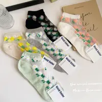 在飛比找蝦皮購物優惠-韓國帶回～韓國製VIVID小雛菊花朵 紗網襪 玻璃襪 水晶襪