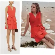 Ted Baker Reinah Dress Bow Tiered Stretch Twill Mini Red Party Holidays Ted Sz 2