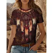 Women's T Shirt Graphic Bohemia Vintage Stylish Short Sleeve Crew Neck Regular Tops Daily Going out Weekend Print Yellow Red Blue Purple Green Summer Spring