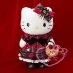♥小花花日本精品♥HELLO KITTY凱蒂貓黑紅格紋洋裝生日絨毛娃娃布偶玩偶全球限量50130801